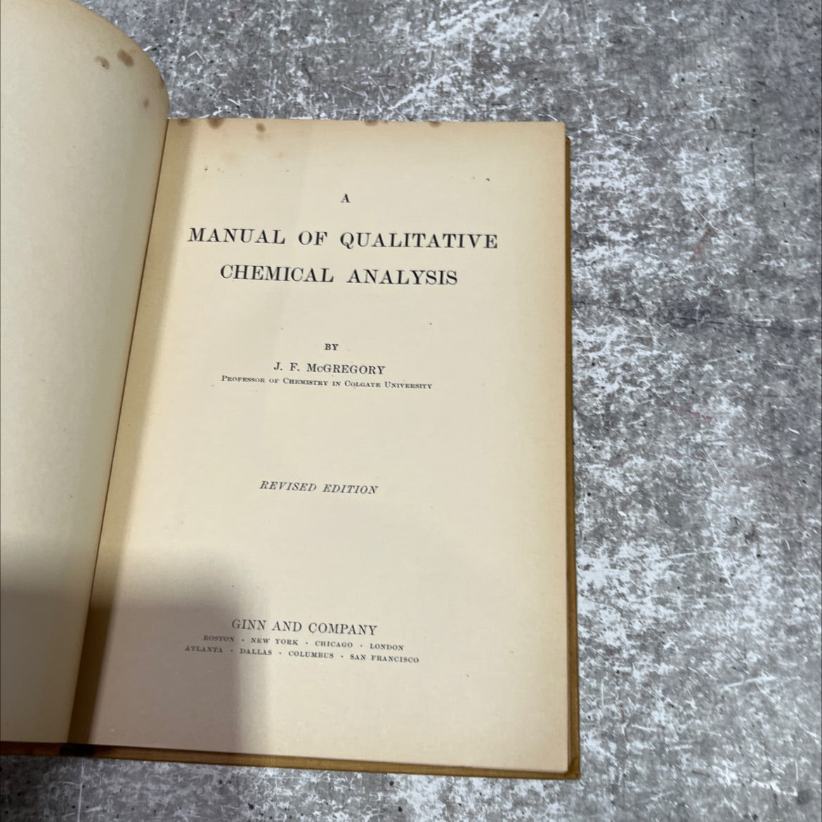 a manual of qualitative chemical analysis book, by j. f. mcgregory, 1909 Hardcover image 2