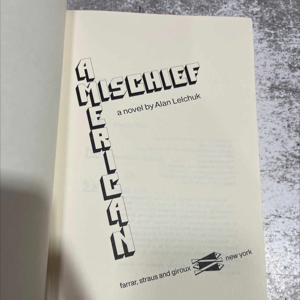 a mischief book, by alan lelchuk, 1973 Hardcover image 2