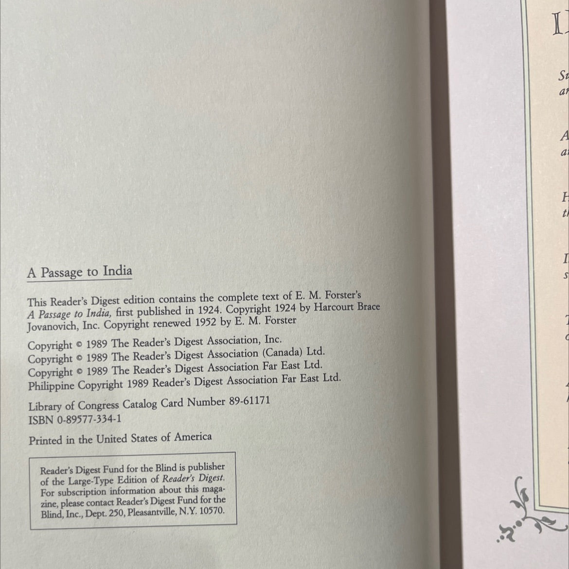 a passage to india book, by e. m. forster, 1989 Hardcover image 3