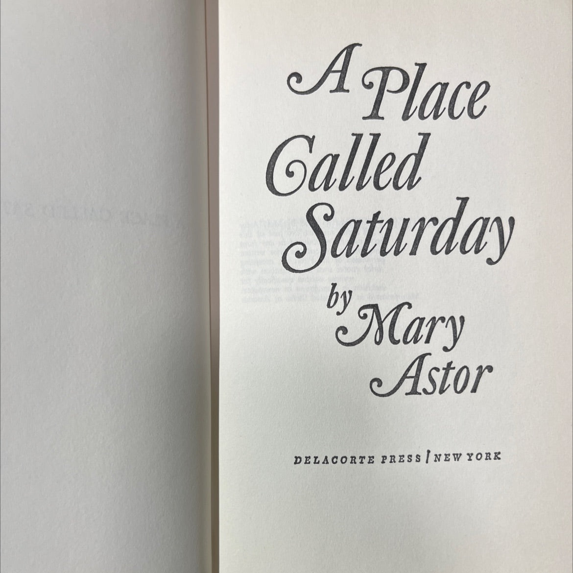 a place called saturday book, by mary astor, 1968 Hardcover image 2