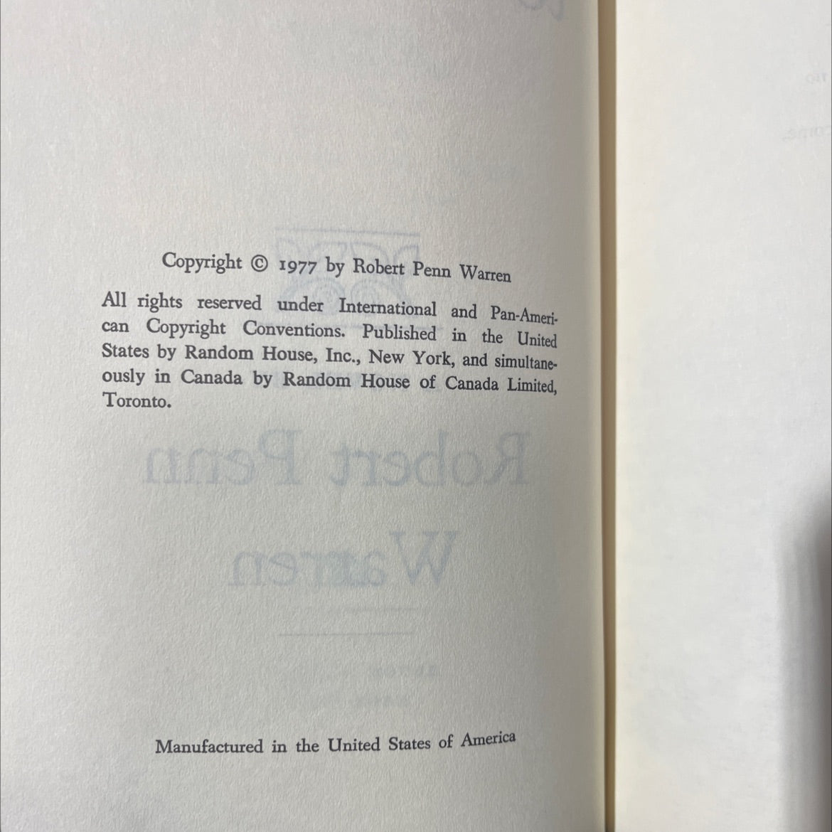 a place to come to book, by robert penn warren, 1977 Hardcover image 3