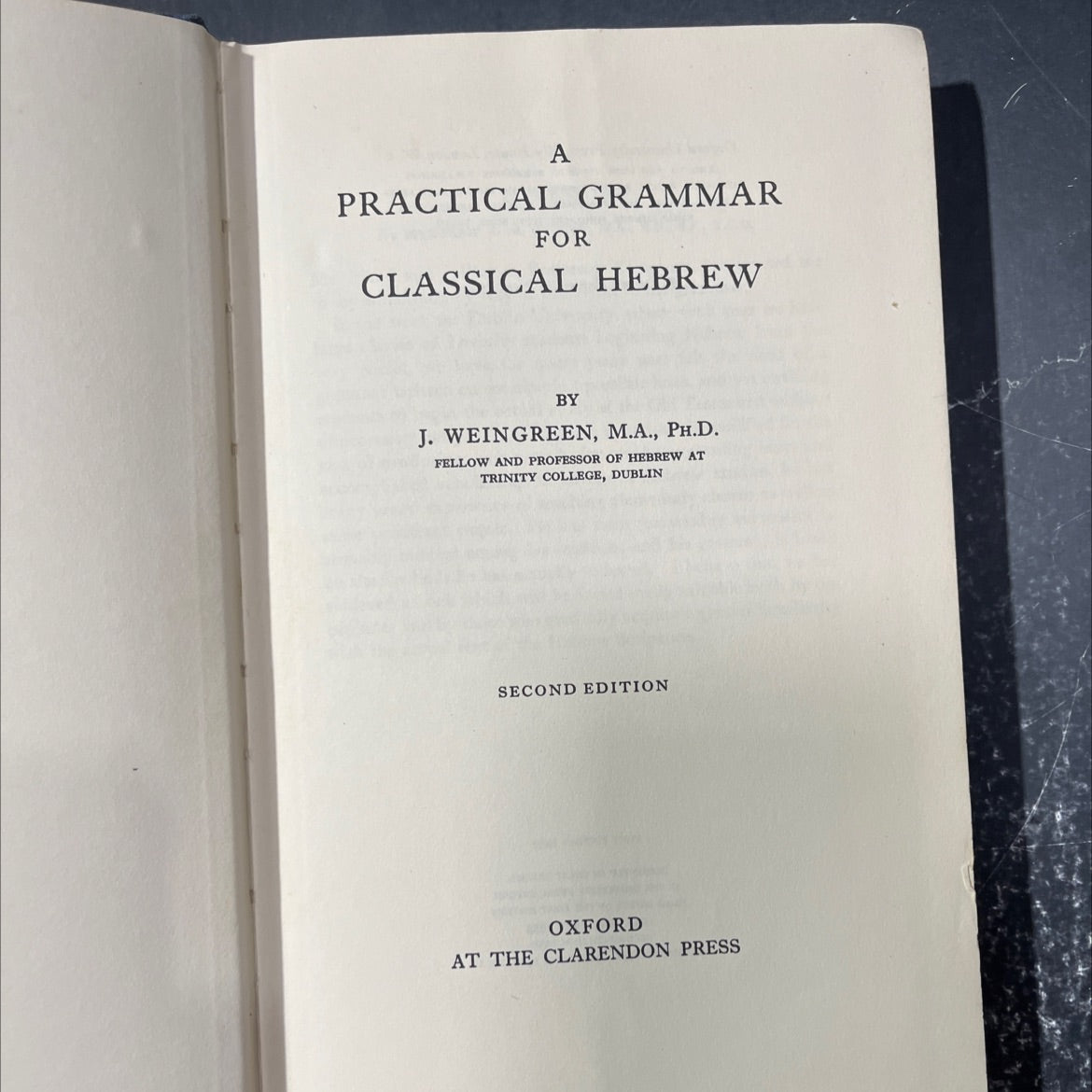 a practical grammar for classical hebrew book, by j. weingreen, 1959 Hardcover image 2