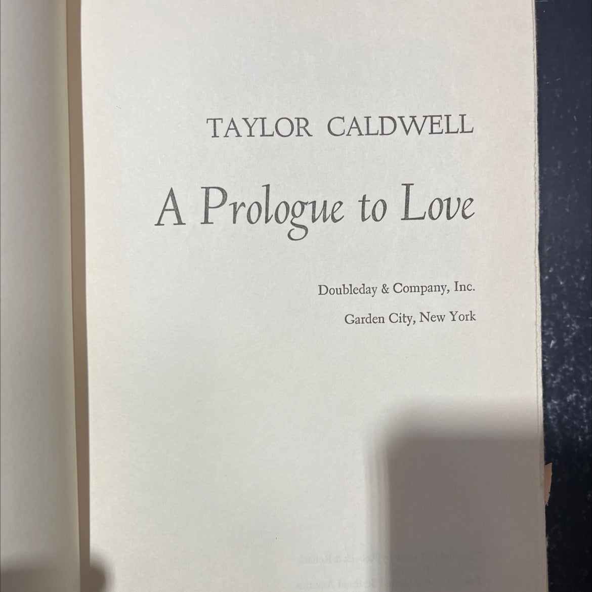 a prologue to love book, by taylor caldwell, 1961 Hardcover image 2