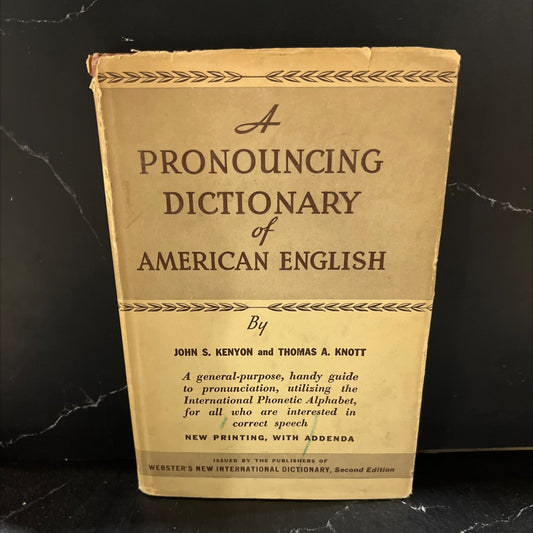 a pronouncing dictionary of american english book, by john samuel kenyon, thomas albert knott, 1953 Hardcover image 1