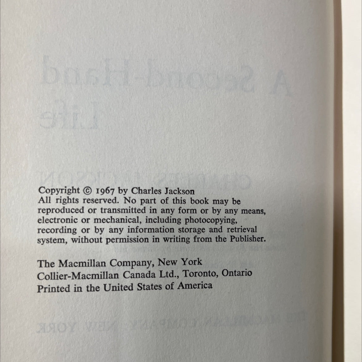 a second-hand life book, by charles jackson, 1967 Hardcover image 3
