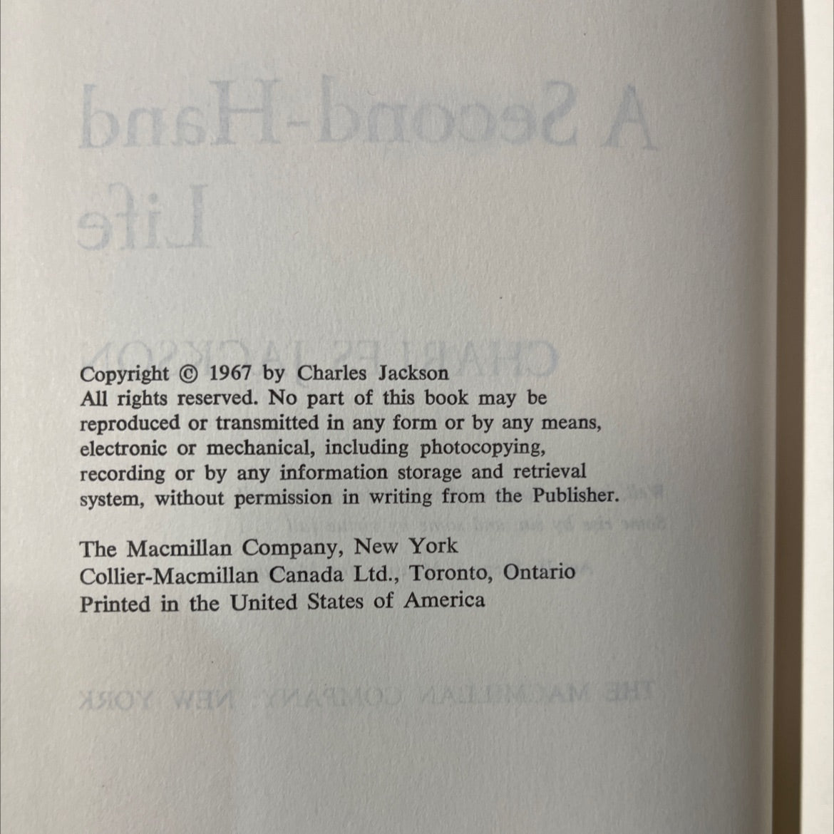 a second-hand life book, by charles jackson, 1967 Hardcover image 3