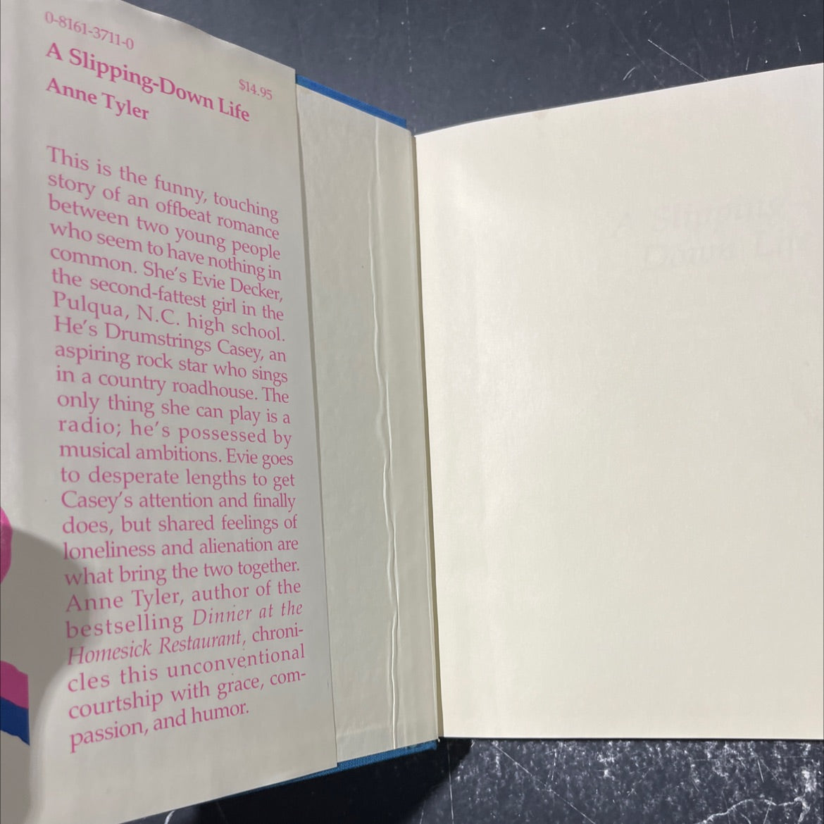 a slipping-down life book, by anne tyler, 1985 Hardcover image 4