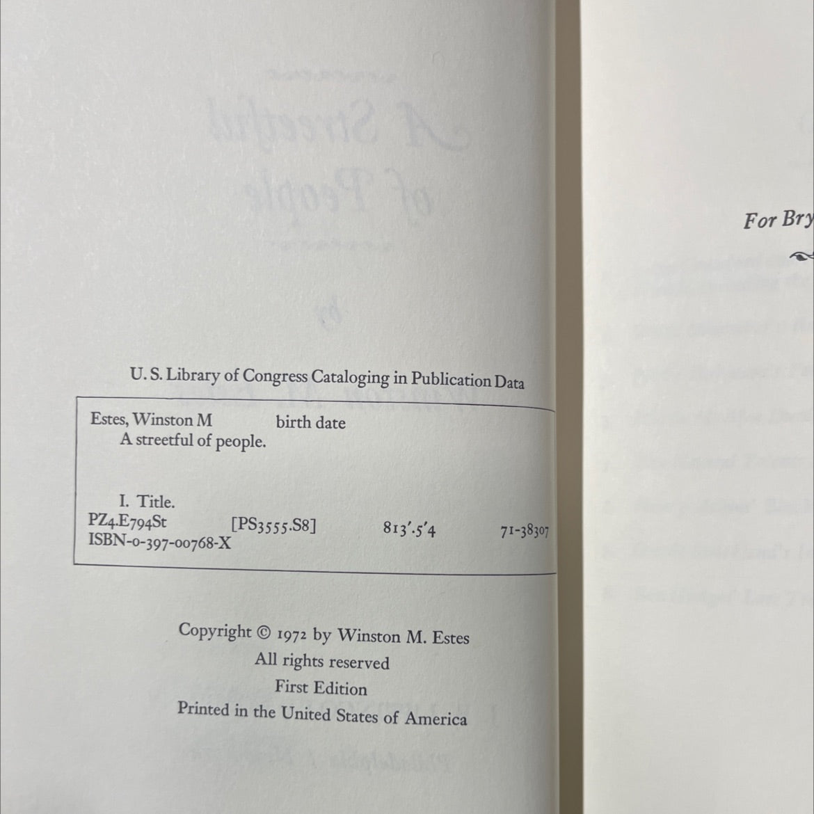 SIGNED a streetful of people book, by winston m. estes, 1972 Hardcover image 3