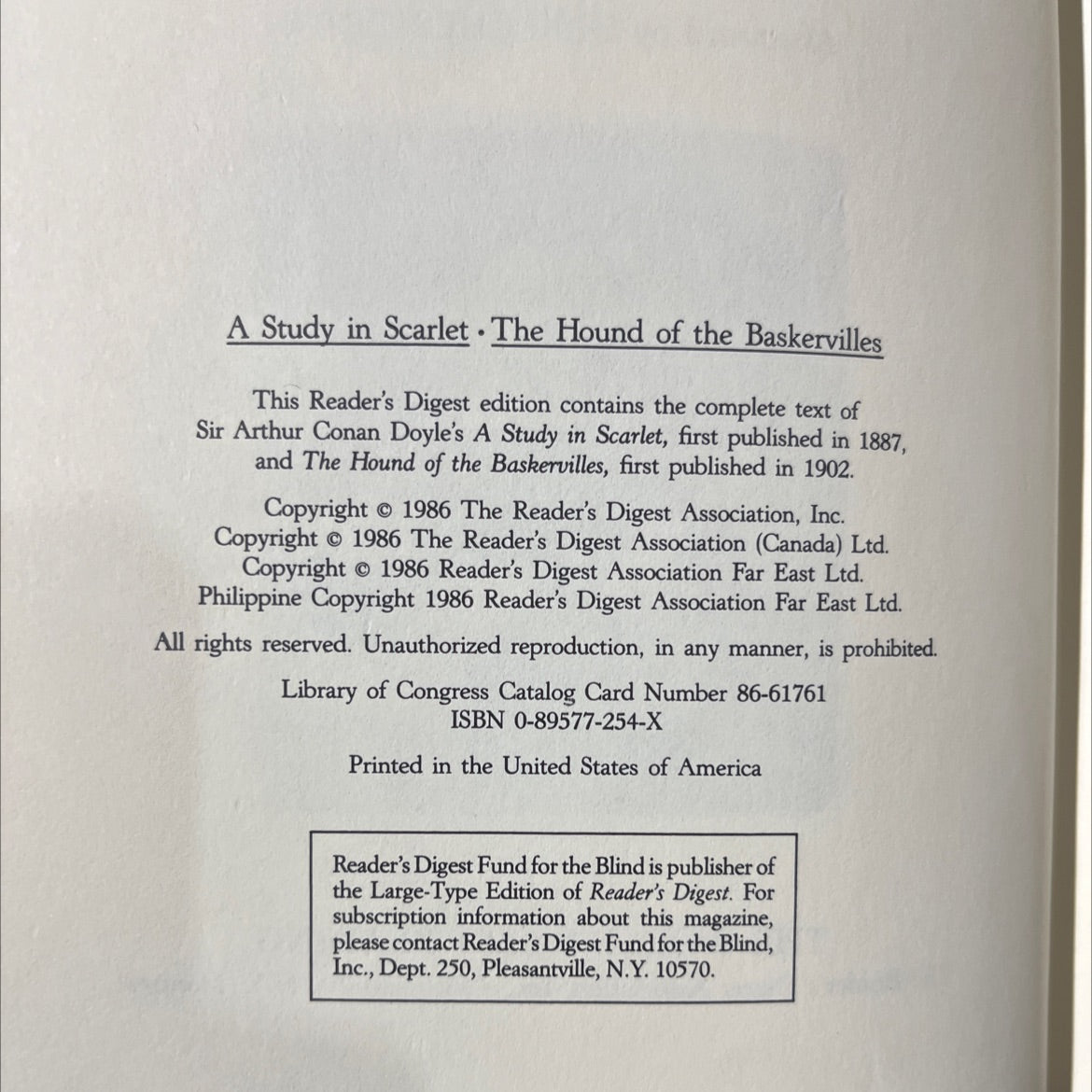 a study in scarlet the hound of the baskervilles book, by sir arthur conan doyle, 1986 Hardcover image 3