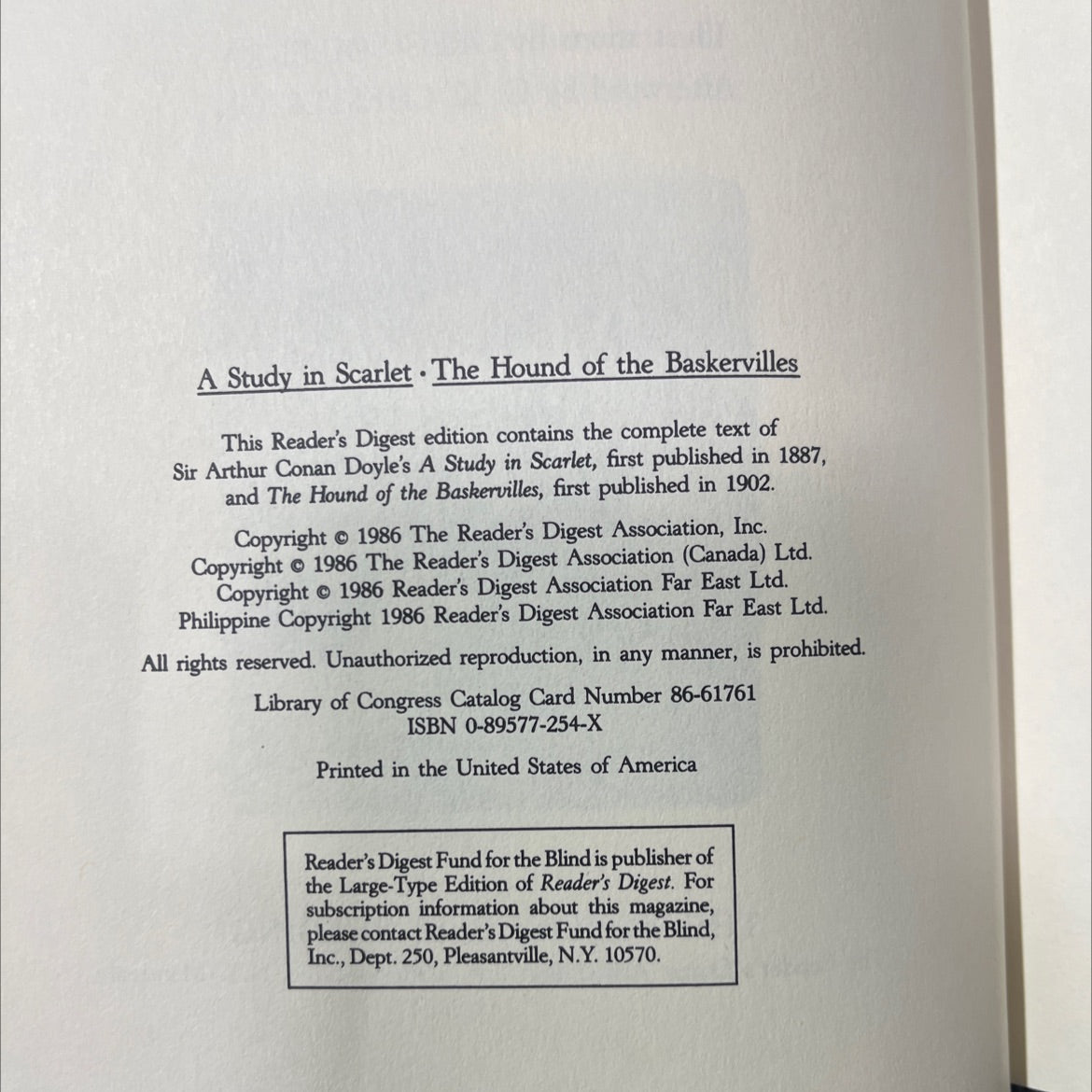a study in scarlet the hound of the baskervilles book, by sir arthur conan doyle, 1986 Hardcover image 3
