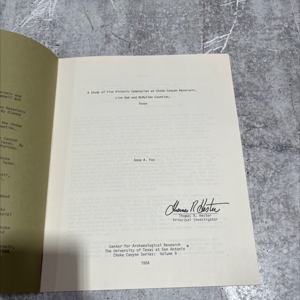 a study of five historic cemeteries at choke canyon reservoir book, by anne a. fox, 1984 Paperback image 2