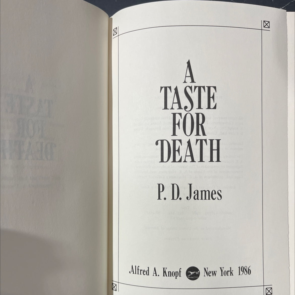 a taste for death book, by P. D. James, 1986 Hardcover image 2