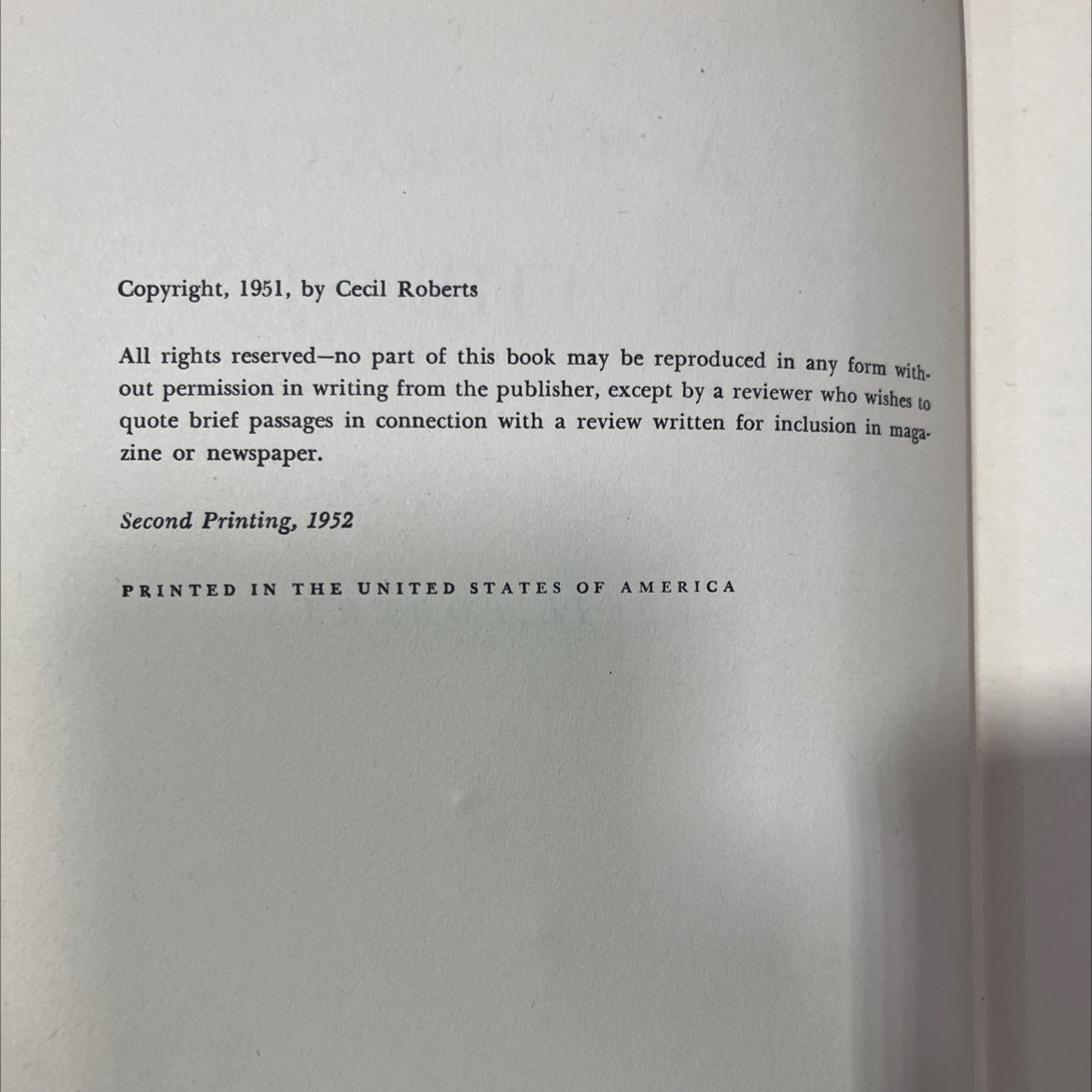 a terrace in the sun book, by cecil roberts, 1952 Hardcover image 3