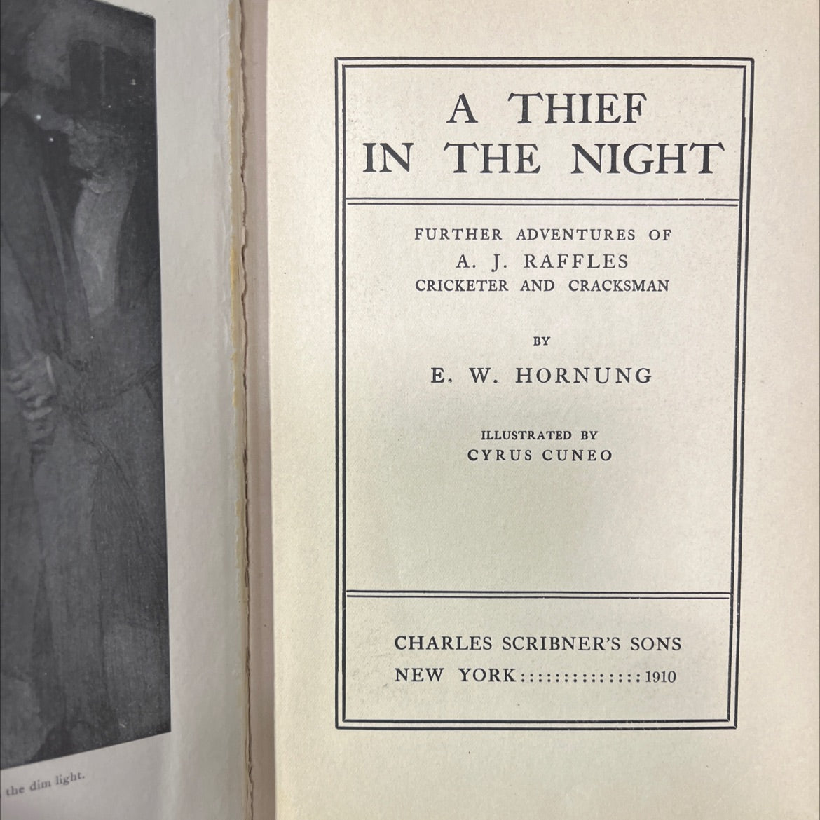 a thief in the night further adventures of a. j. raffles cricketer and cracksman book, by e. w. hornung, 1910 Hardcover image 2