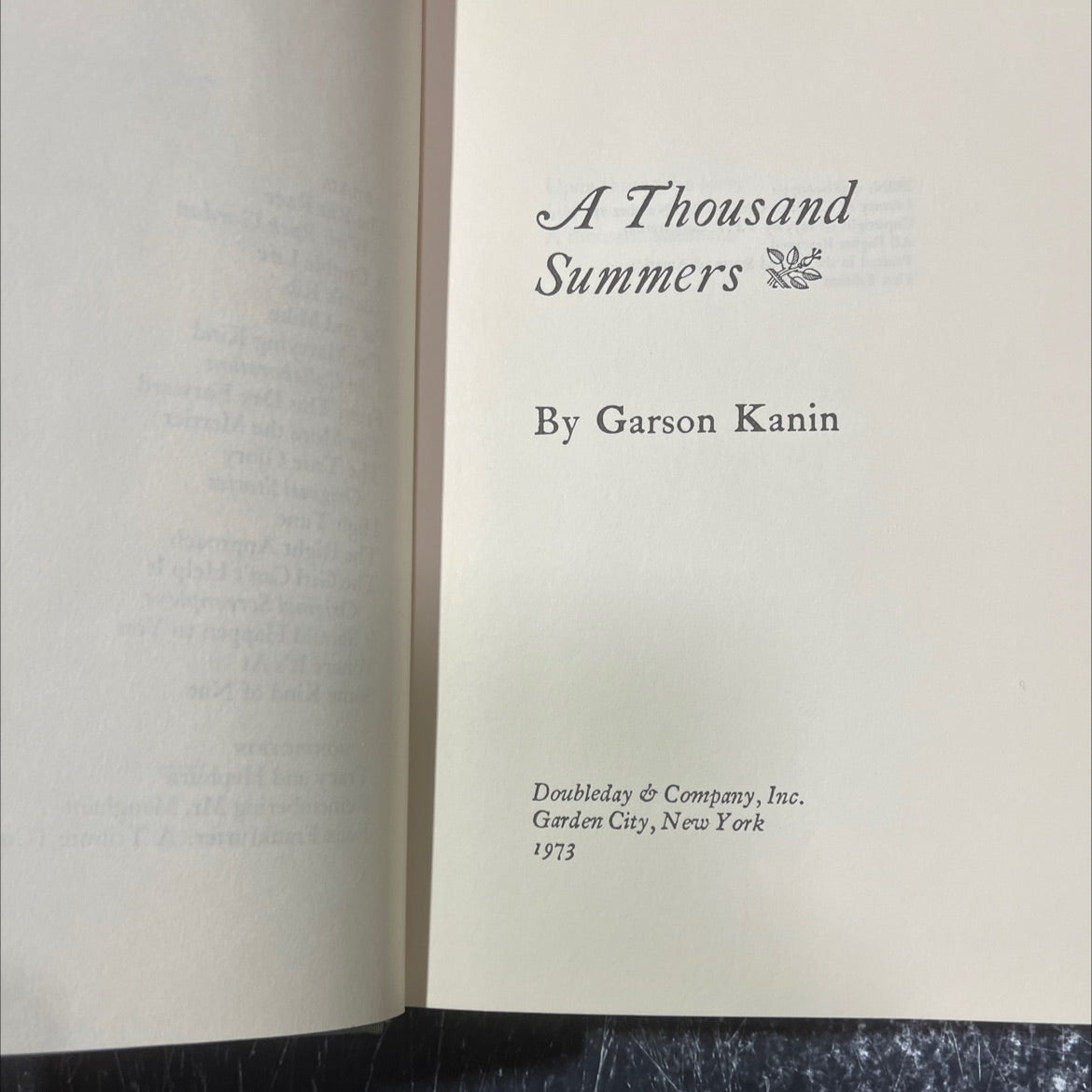 SIGNED a thousand summers book, by garson kanin, 1973 Hardcover, First Edition, Vintage image 2