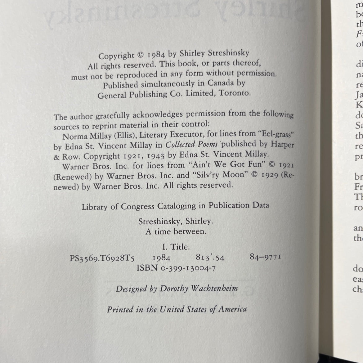 a time between book, by shirley streshinsky, 1984 Hardcover image 3