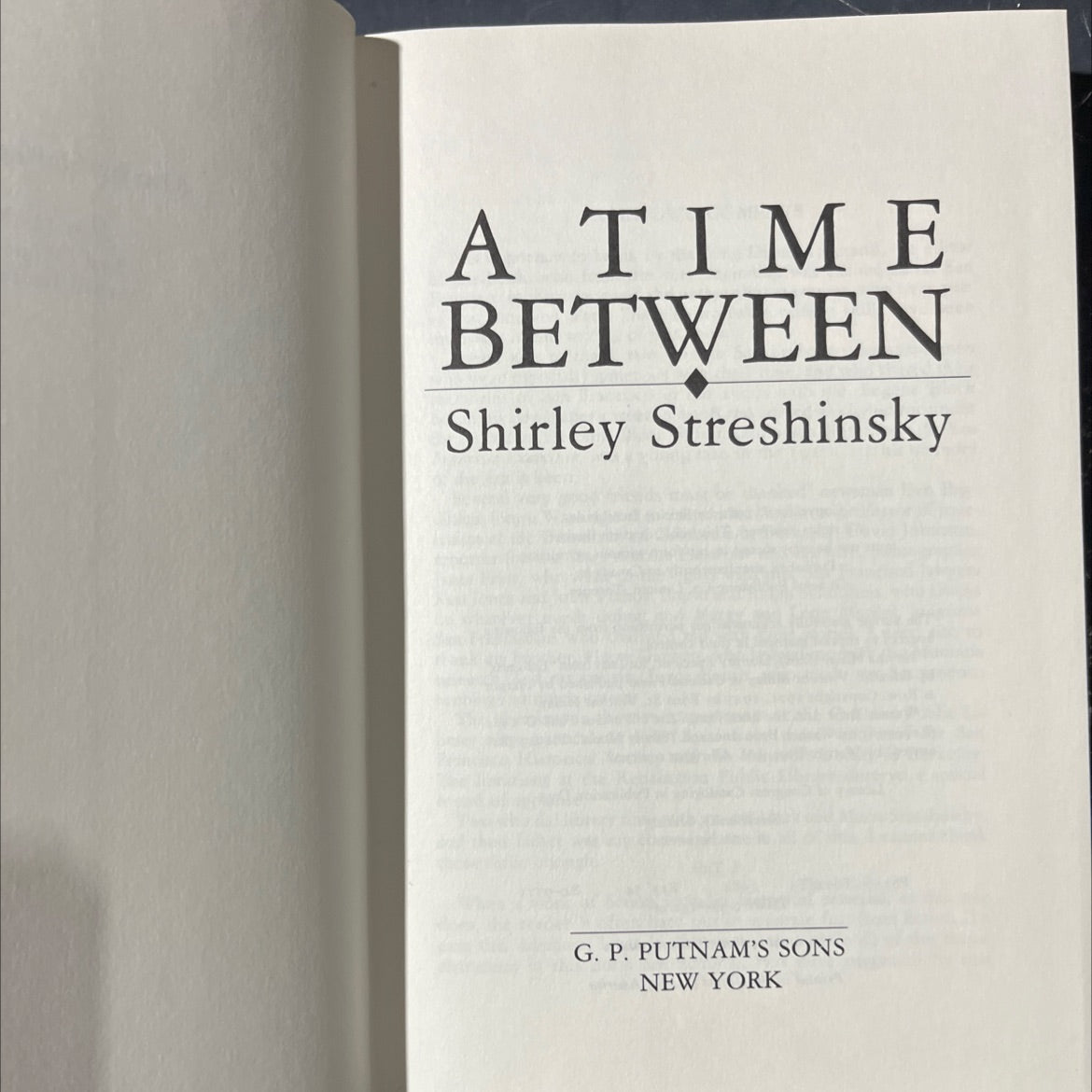 a time between book, by shirley streshinsky, 1984 Hardcover image 2