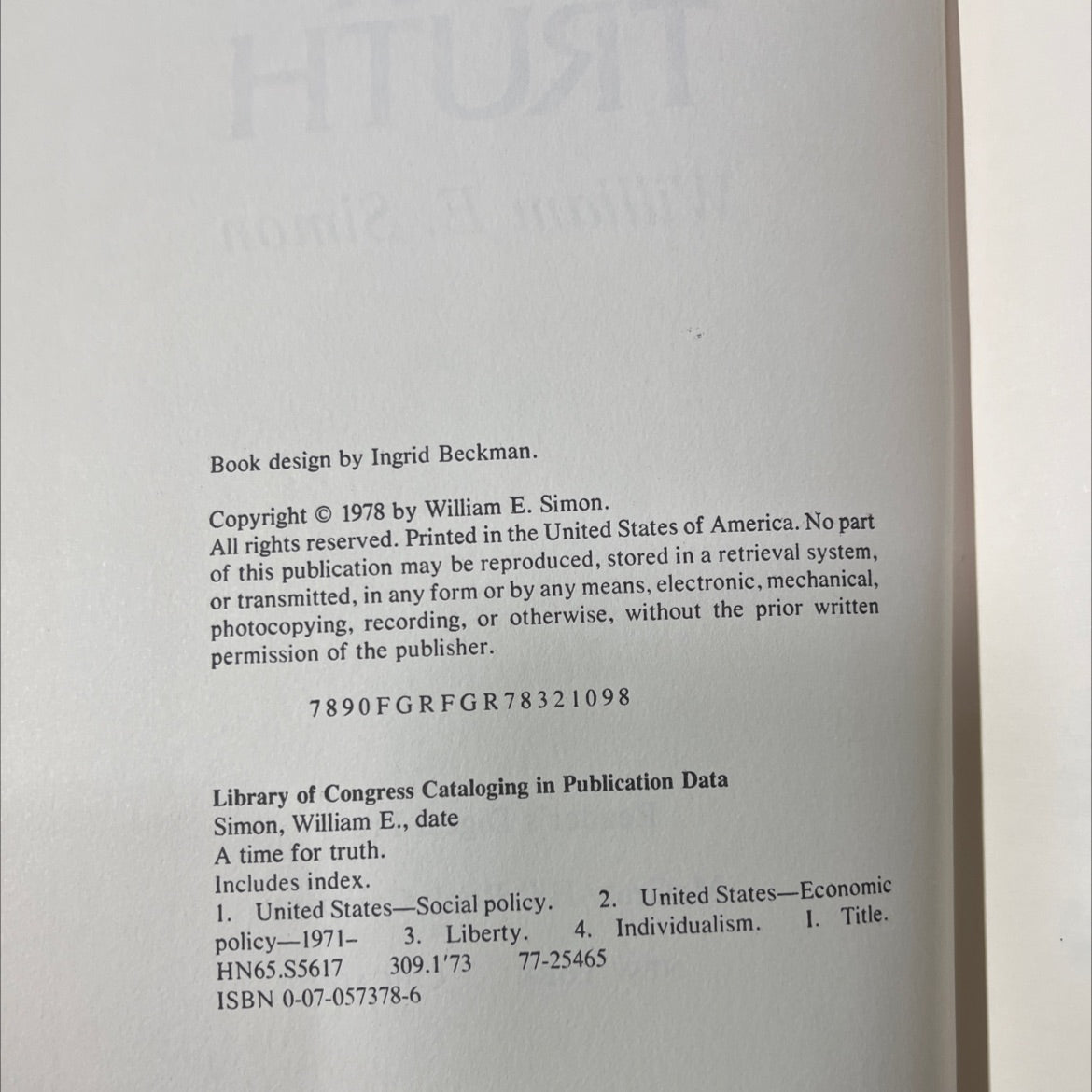 a time for truth book, by william e. simon, 1978 Hardcover image 3