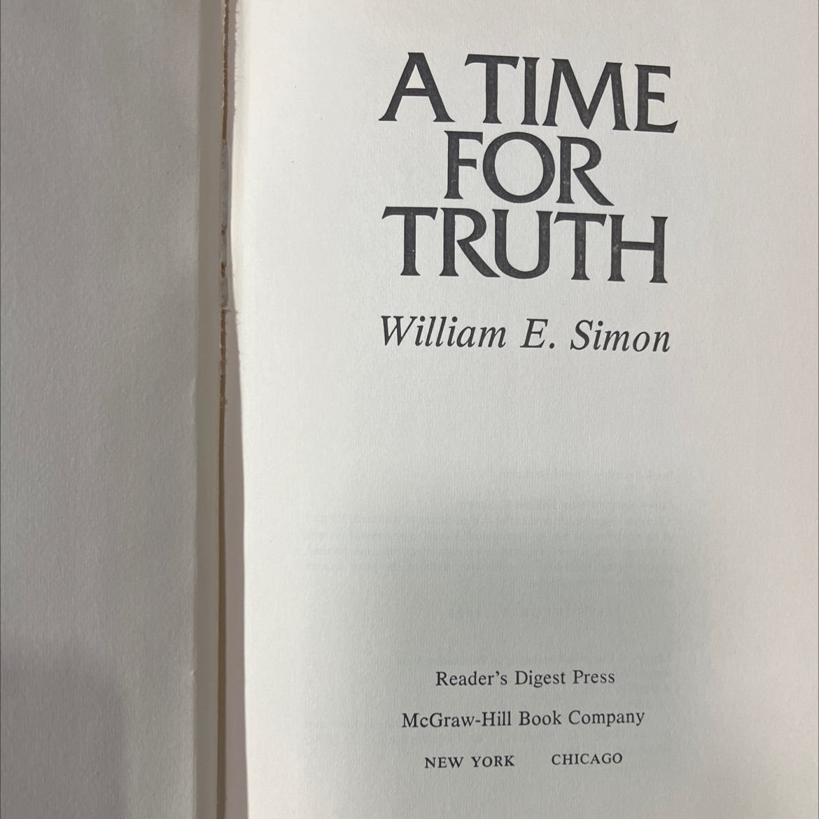 a time for truth book, by william e. simon, 1978 Hardcover image 2
