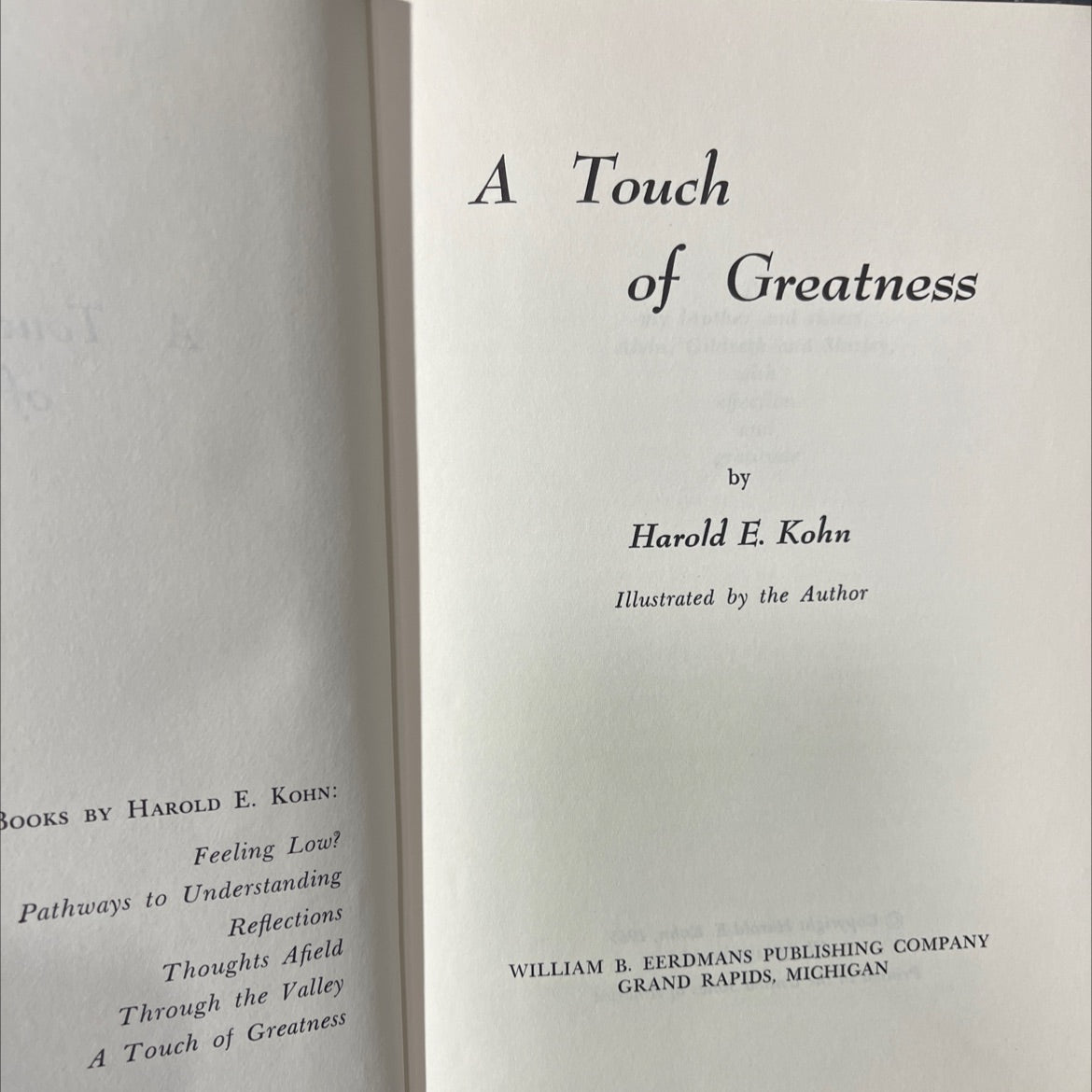 a touch of greatness book, by harold e. kohn, 1965 Hardcover image 2