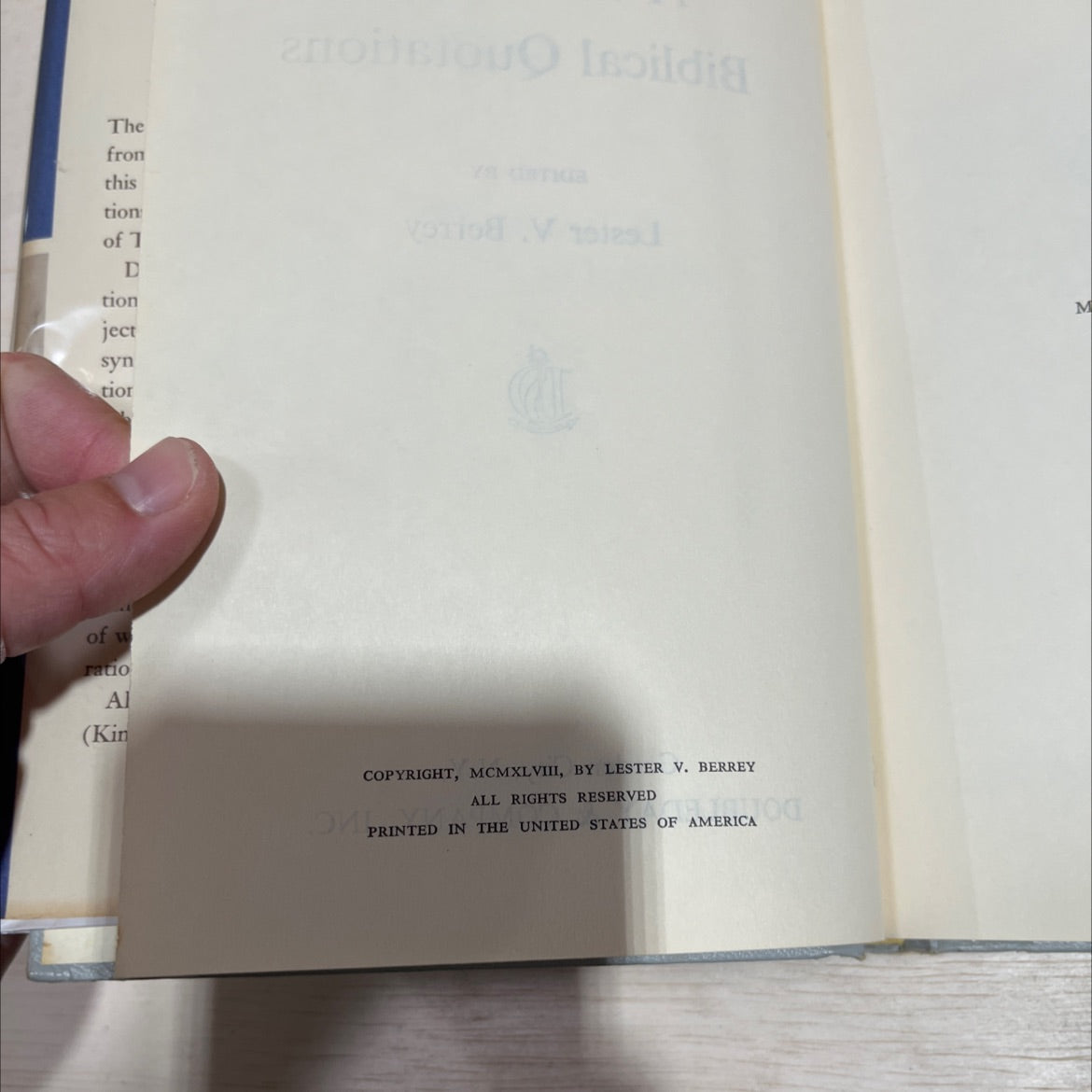 a treasury of biblical quotations book, by lester v. berrey, 1948 Hardcover image 3