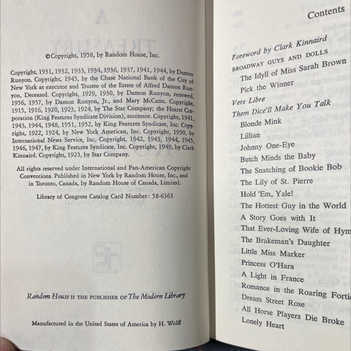 a treasury of damon runyon book, by damon runyon, 1958 Hardcover image 3