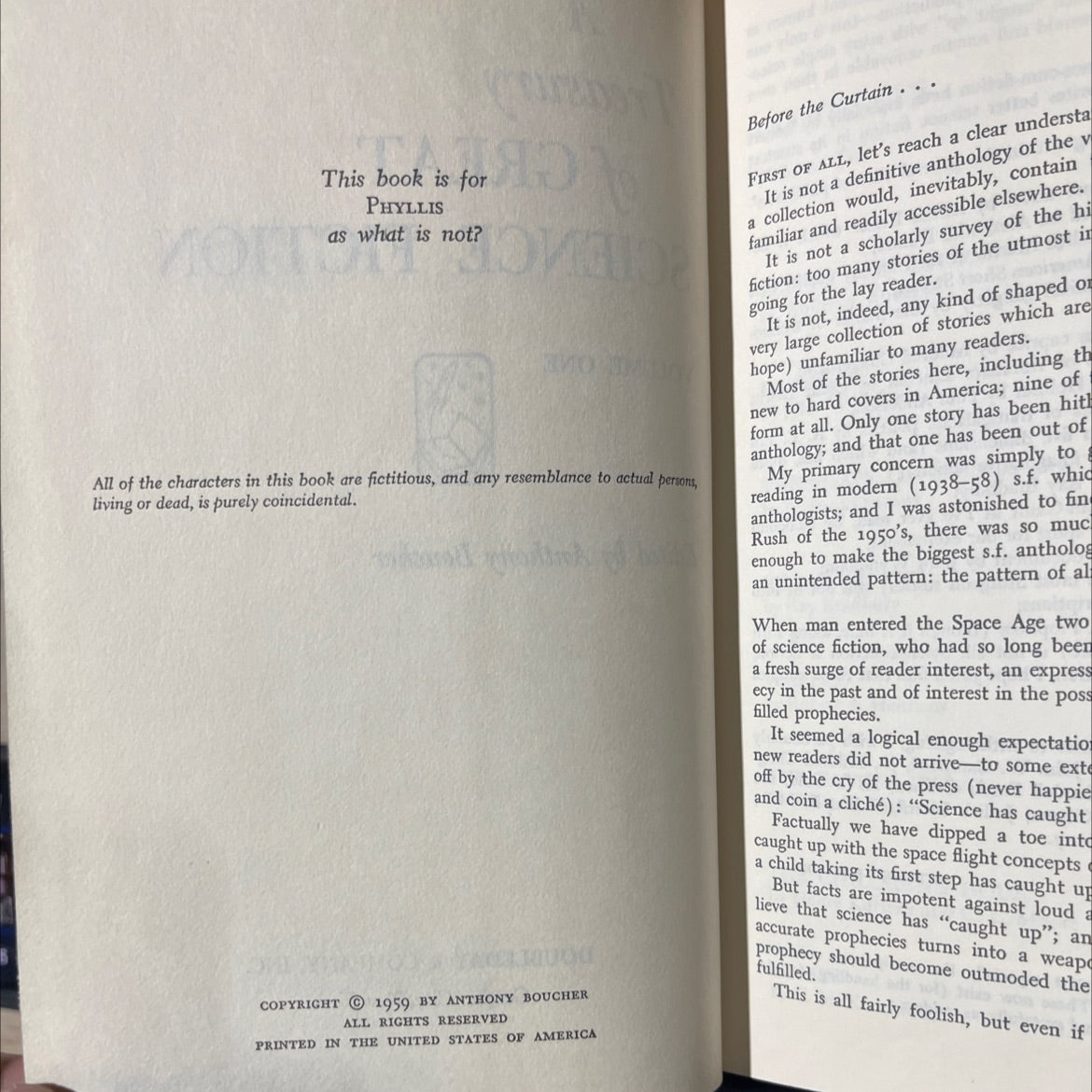 a treasury of great science fiction volume one book, by anthony boucher, 1959 Hardcover image 3