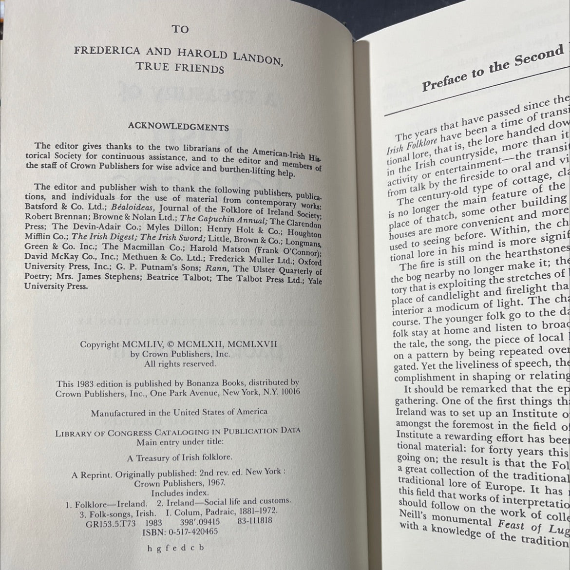 a treasury of irish folklore book, by padraic colum, 1983 Hardcover image 3