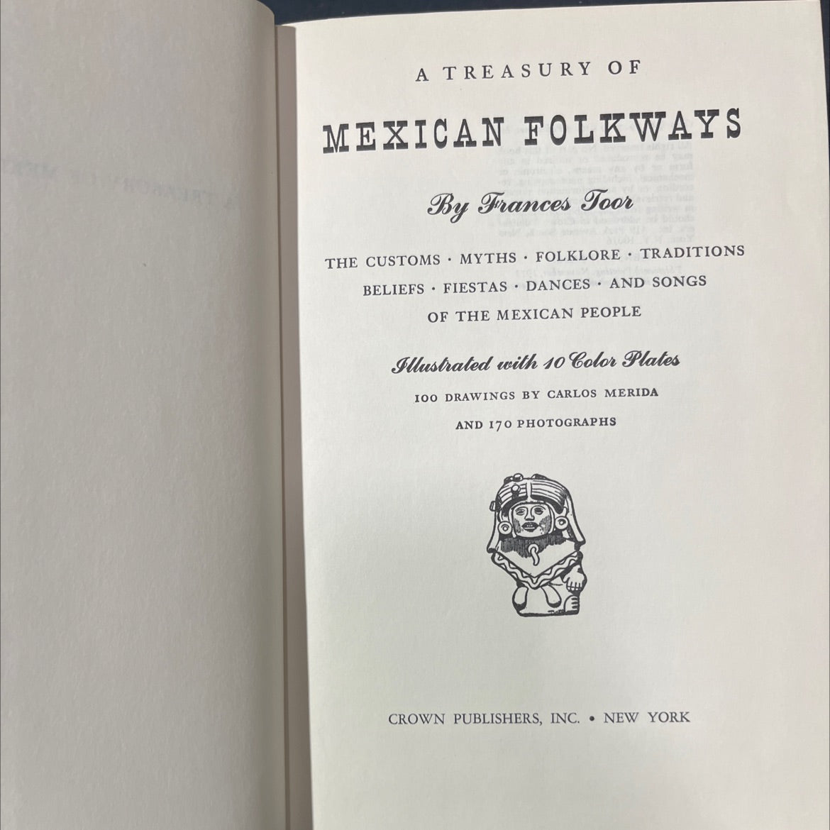 a treasury of mexican folkways book, by frances toor, 1973 Hardcover image 2
