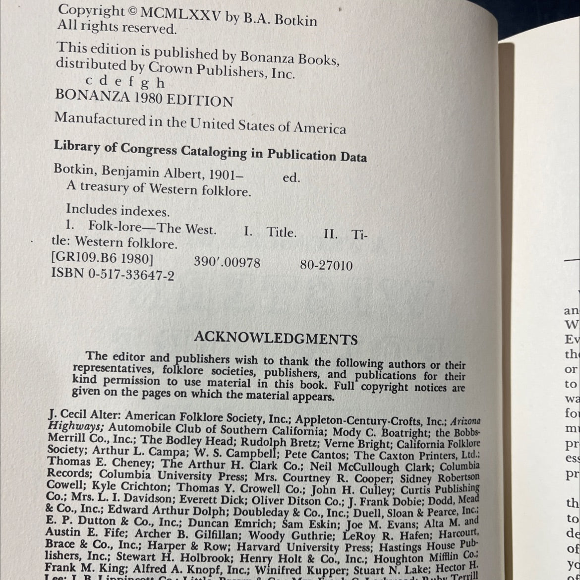 a treasury of western folklore book, by B. A. Botkin, 1980 Hardcover image 3