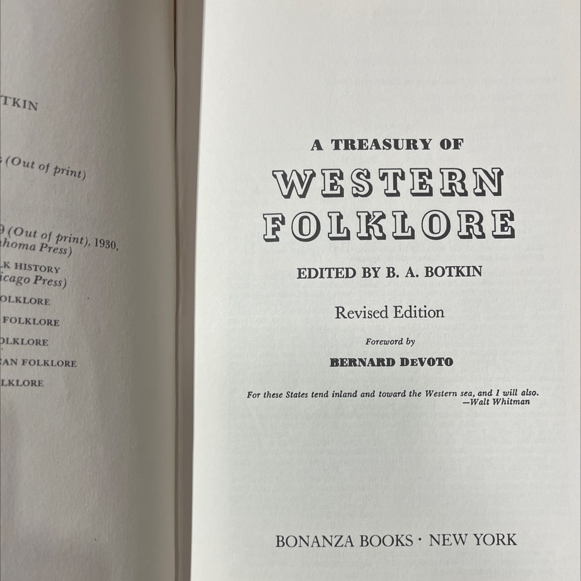 a treasury of western folklore book, by B. A. Botkin, 1980 Hardcover image 2