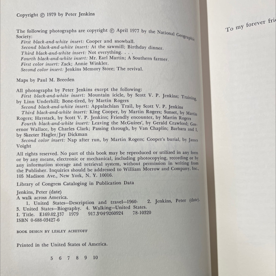 a walk across america book, by Peter Jenkins, 1979 Hardcover image 3