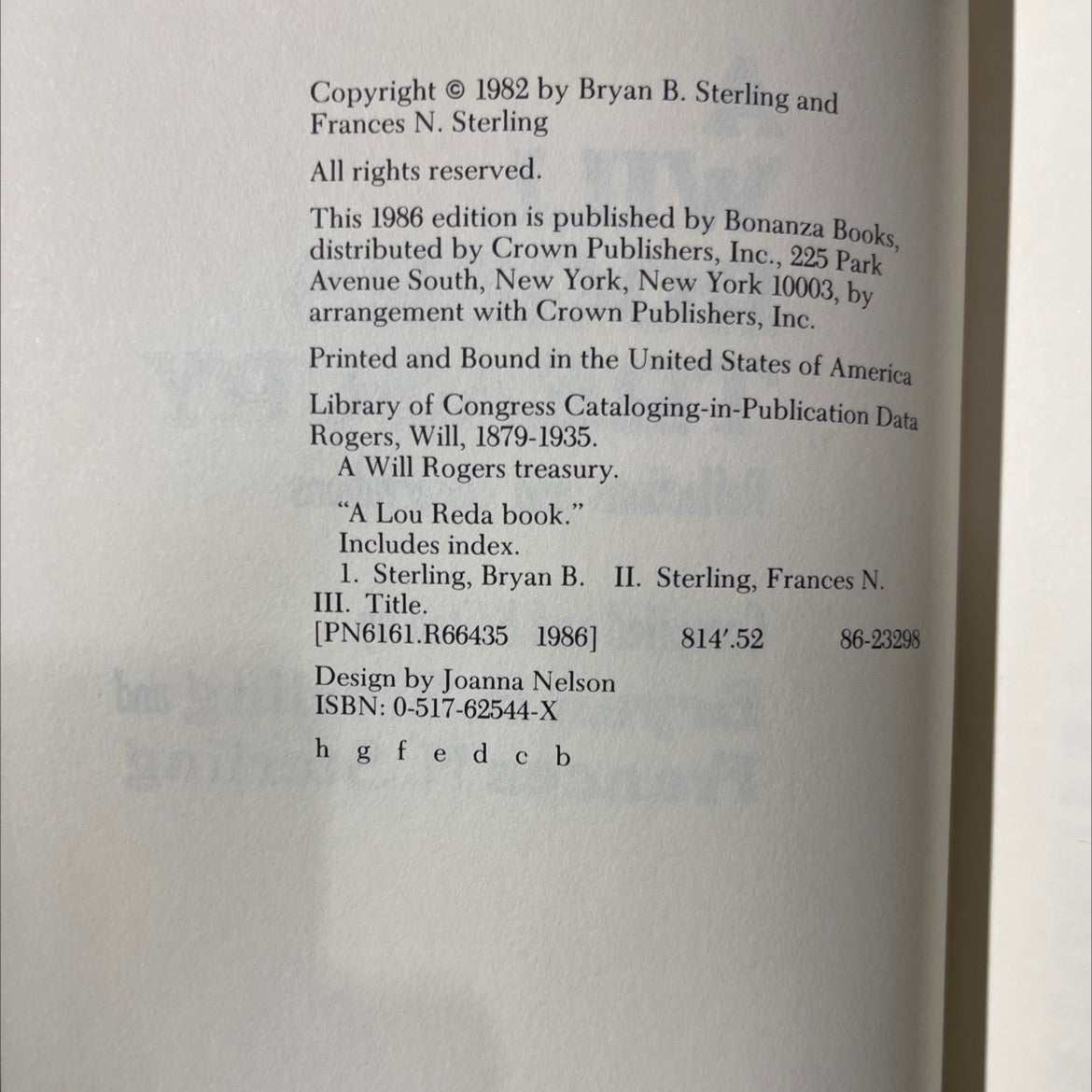 a will rogers treasury book, by Bryan B. Sterling, Frances N. Sterling, 1986 Hardcover image 3