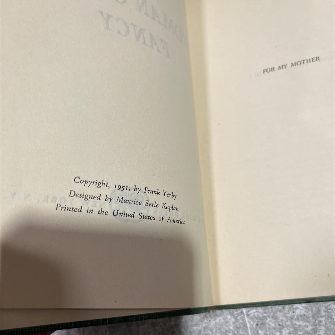 a woman called fancy book, by frank yerby, 1951 Hardcover image 3