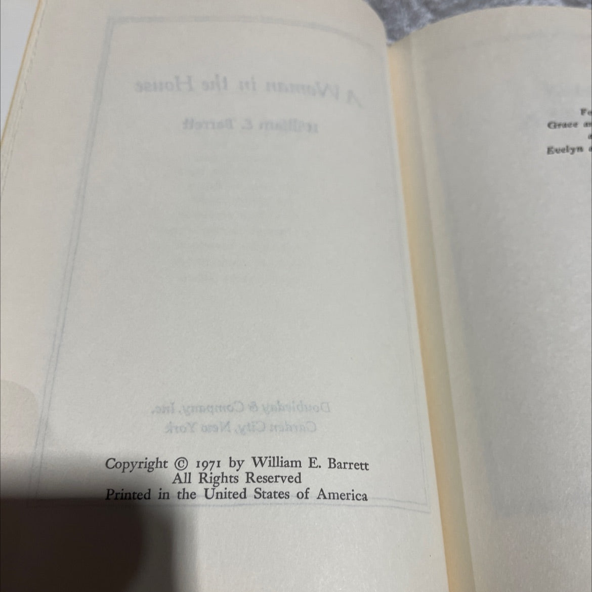 a woman in the house book, by william e. barrett, 1971 Hardcover image 3
