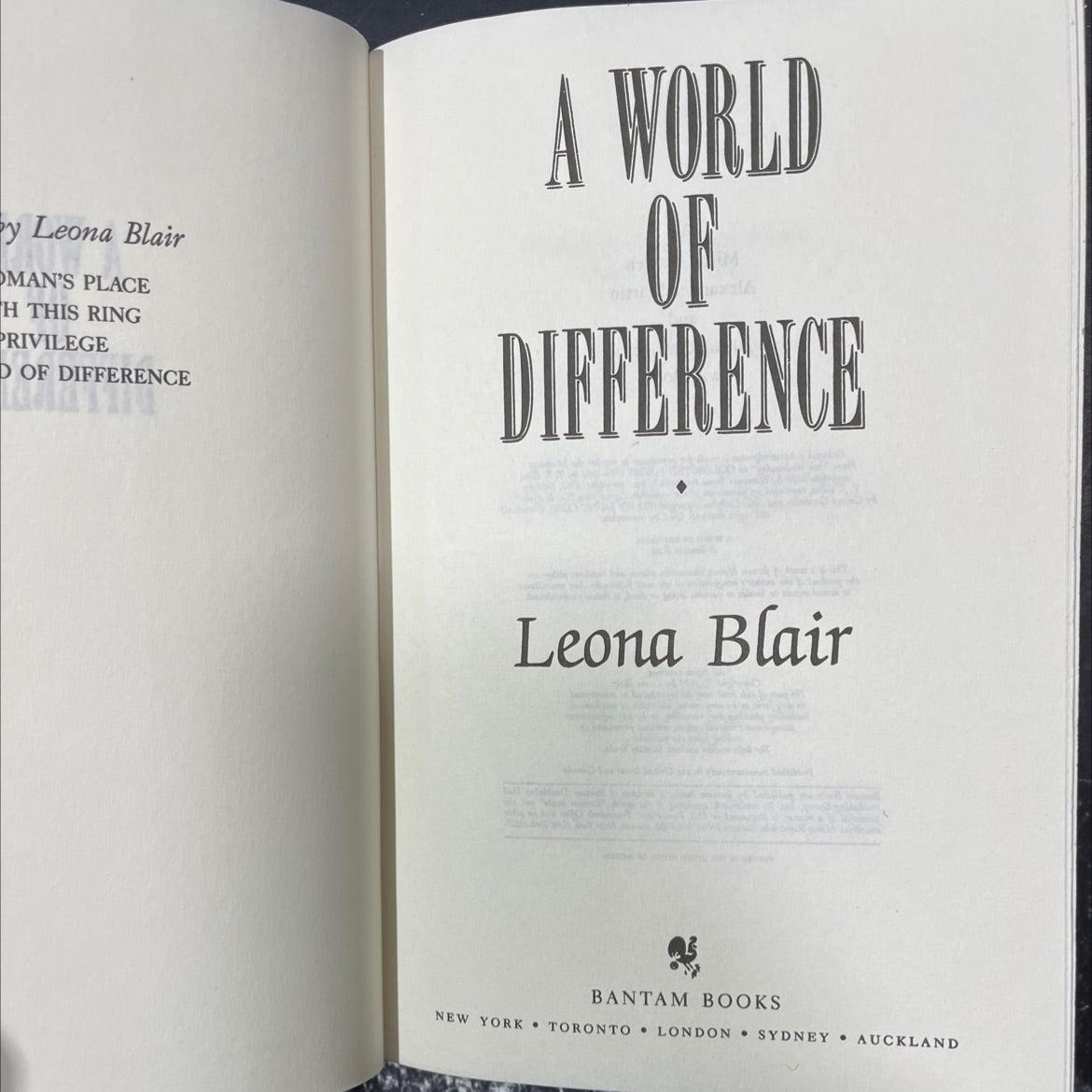a world of difference book, by Leona Blair, 1989 Hardcover image 2