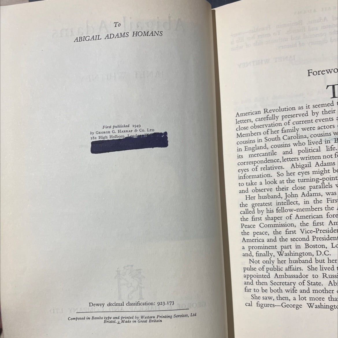 abigail adams book, by janet whitney, 1949 Hardcover image 3