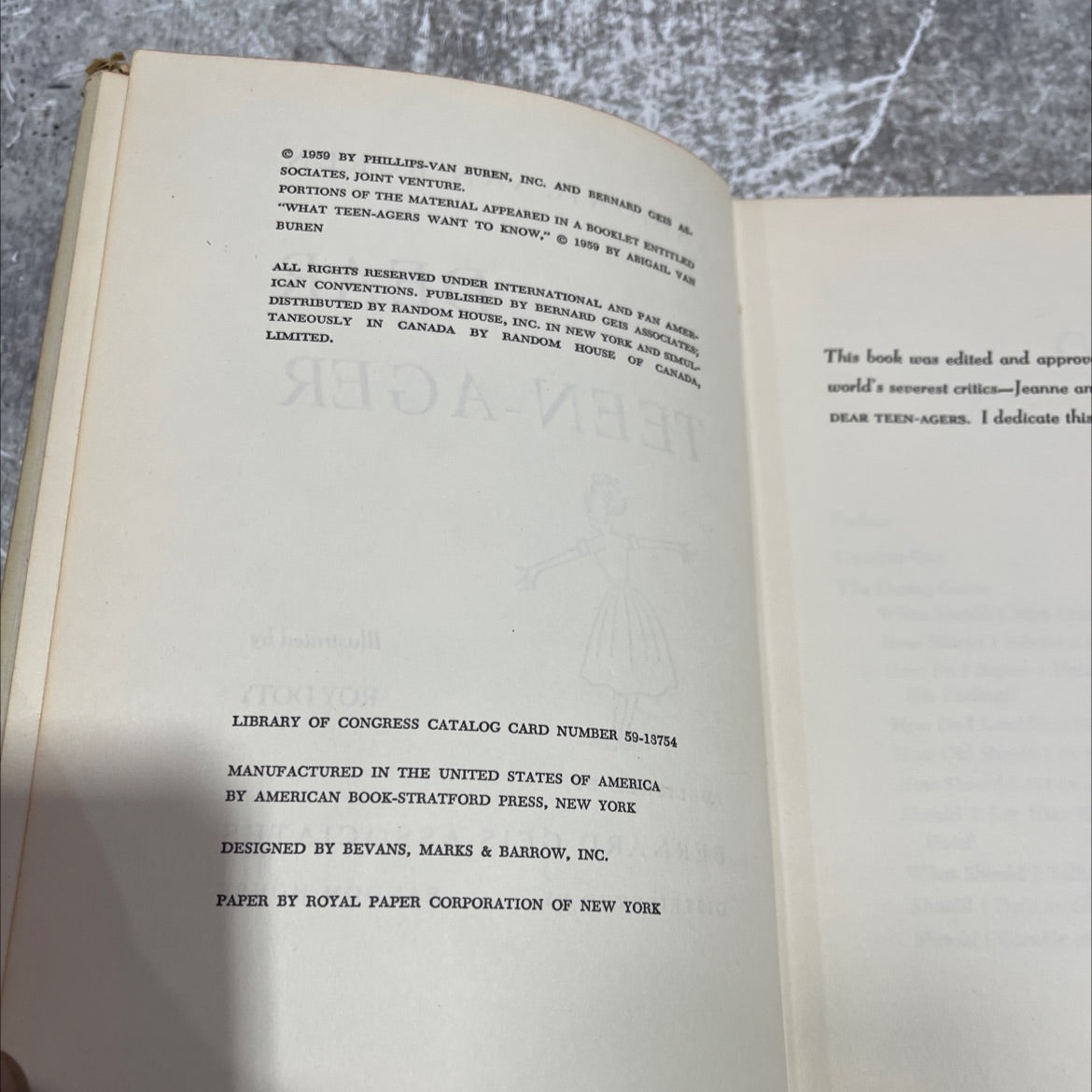 abigail van buren dear teen-ager book, by abigail van buren, 1959 Hardcover image 3