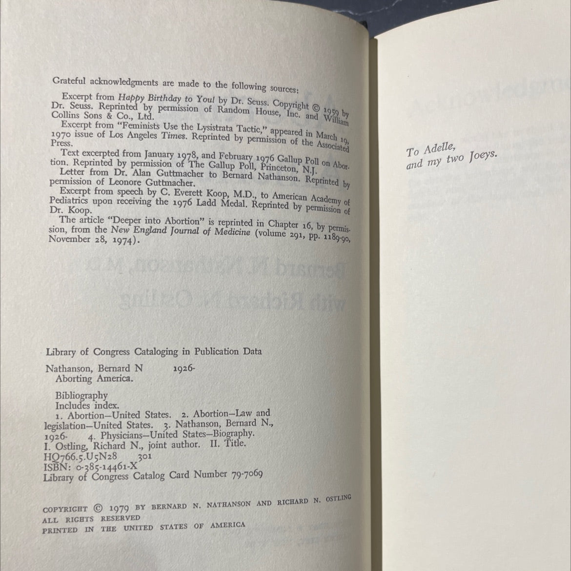 aborting america book, by bernard n. nathanson, m.d. with richard n. ostling, 1979 Hardcover image 3