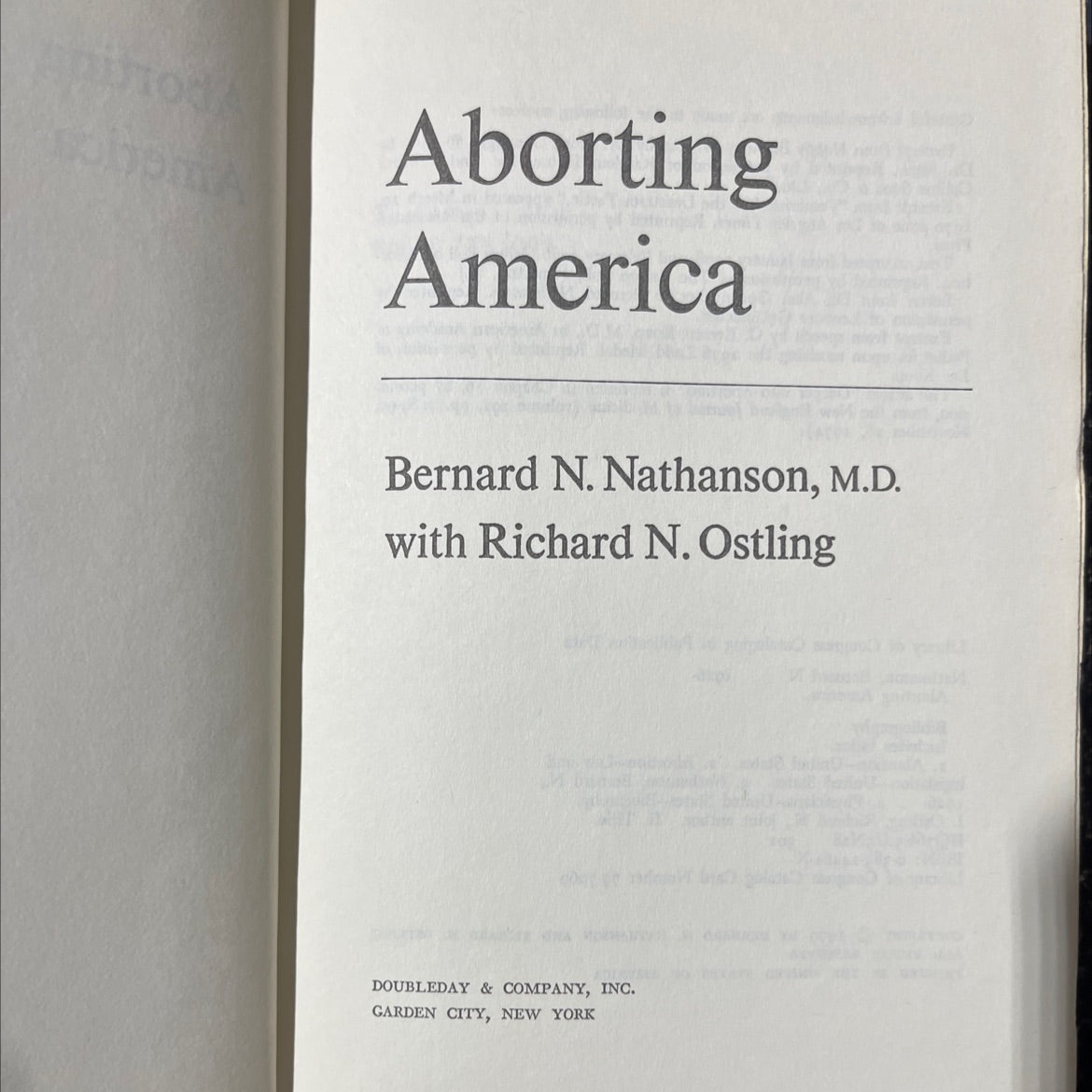 aborting america book, by bernard n. nathanson, m.d. with richard n. ostling, 1979 Hardcover image 2