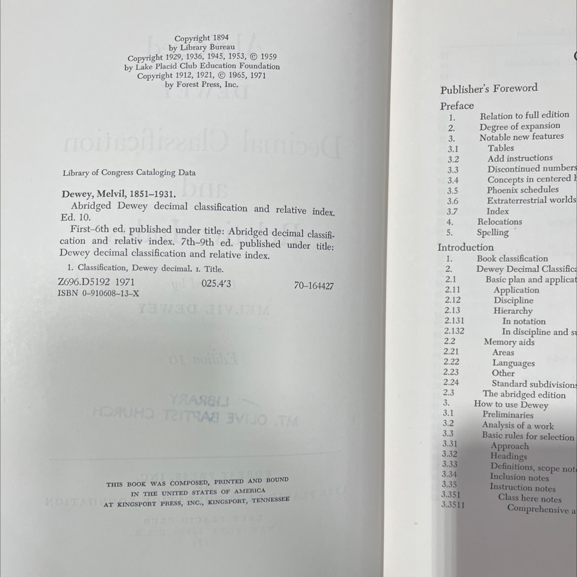 abridged dewey decimal classification and relative index book, by melvil dewy, 1971 Hardcover image 3