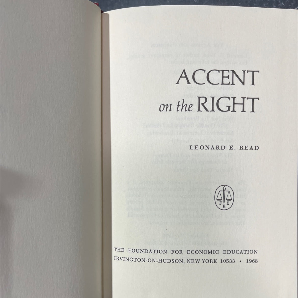 accent on the right book, by leonard e. read, 1968 Hardcover image 2