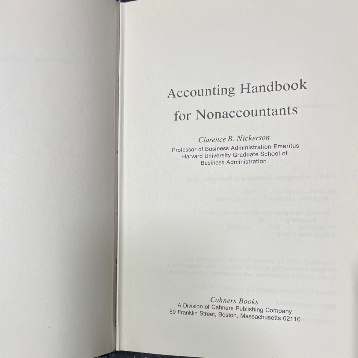 accounting handbook for nonaccountants book, by Clarence B. Nickerson, 1975 Hardcover image 2