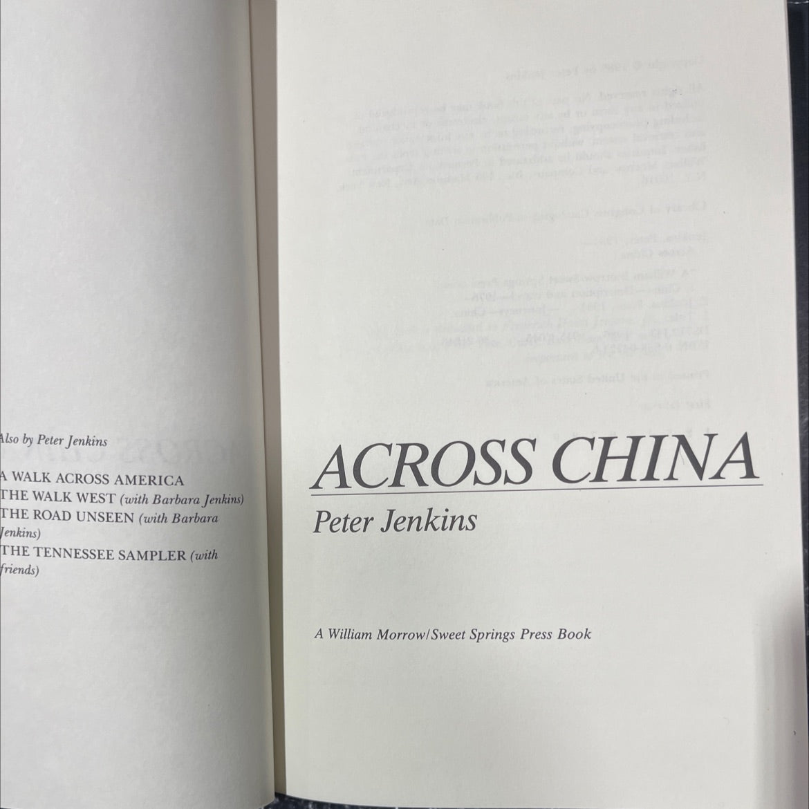 across china book, by Peter Jenkins, 1986 Hardcover image 2
