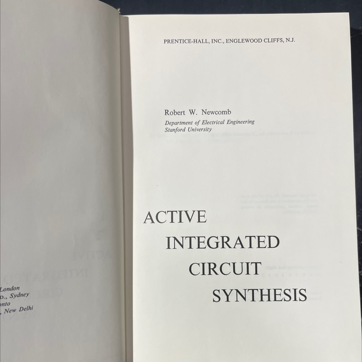 active integrated circuit synthesis book, by Robert W. Newcomb, 1968 Hardcover image 2