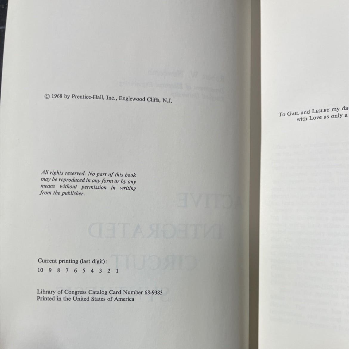 active integrated circuit synthesis book, by Robert W. Newcomb, 1968 Hardcover image 3