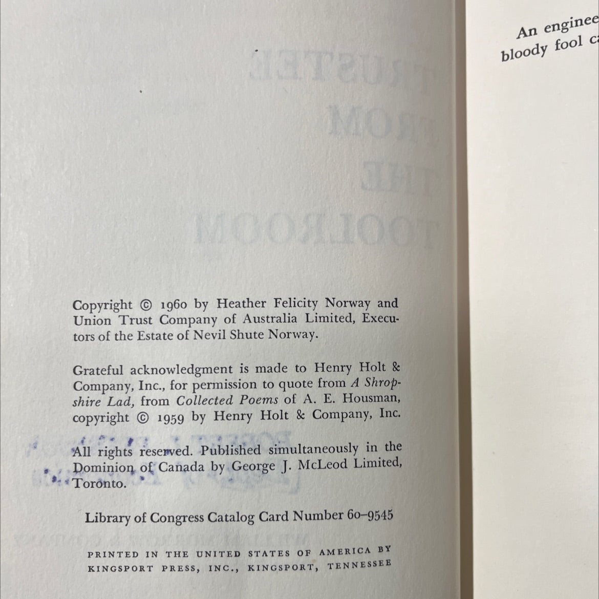 activity and the king wave book, by nevil shute, 1960 Hardcover image 3