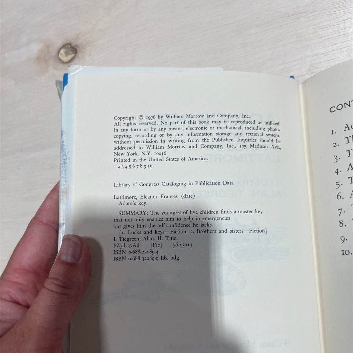 adam's key book, by eleanor frances lattimore, 1976 Hardcover image 3