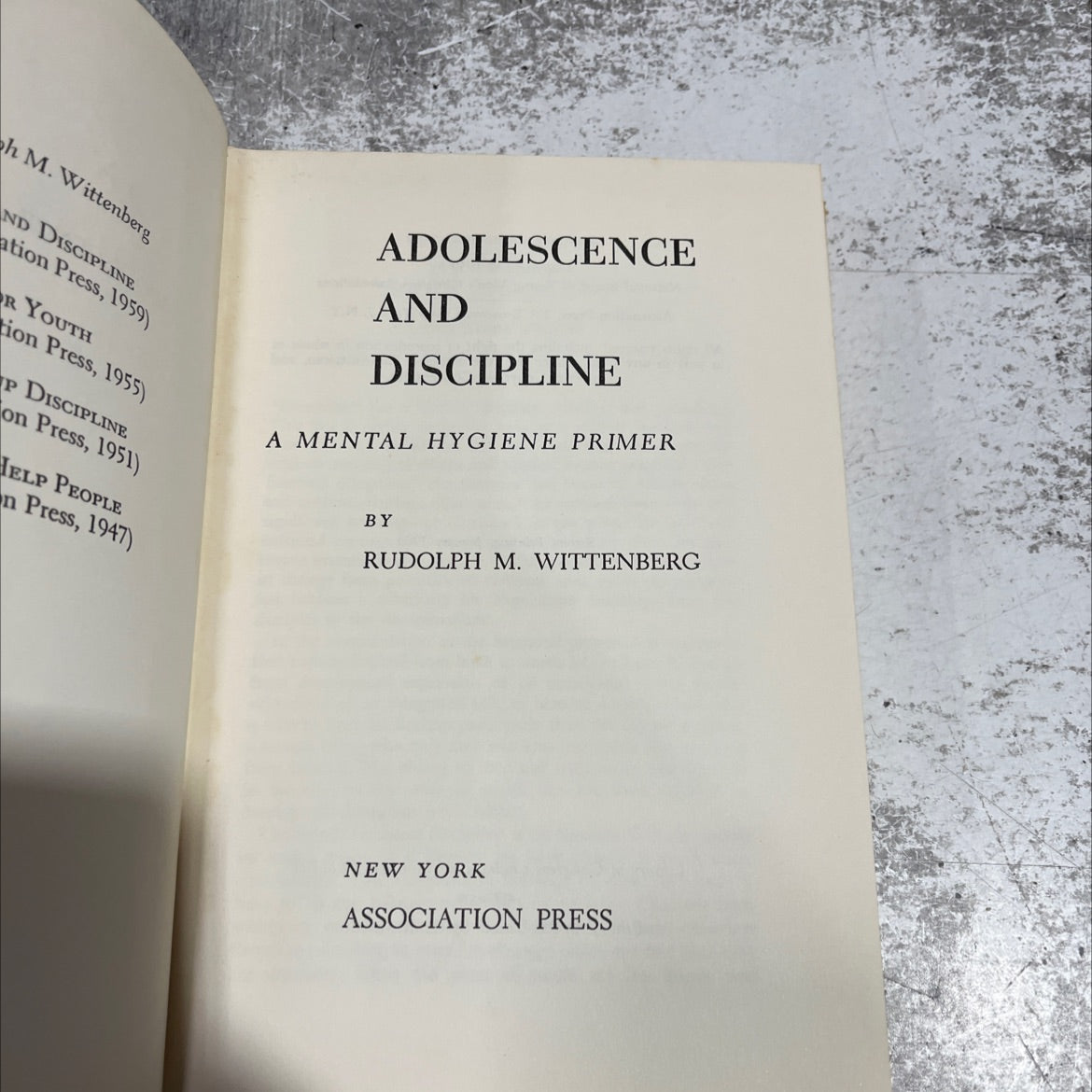 adolescence and discipline book, by rudolph m. wittenberg, 1959 Hardcover image 2