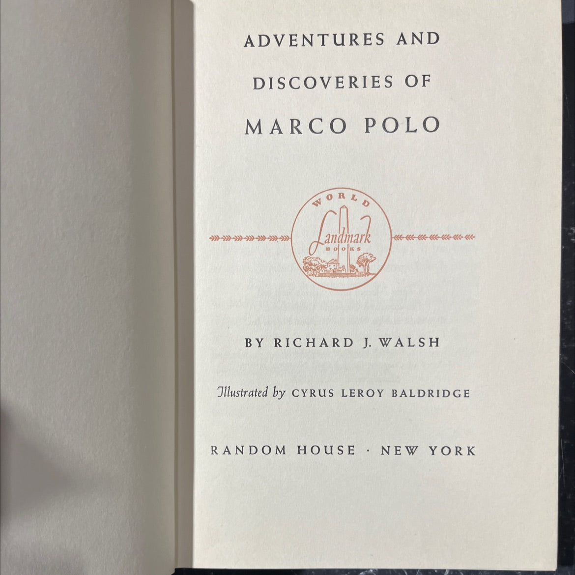 adventures and discoveries of marco polo world landmark book, by richard j. walsh, 1953 Hardcover image 2